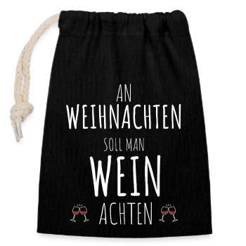Vin de Noël planche de travail 1 - Sac cadeau en coton avec cordon (14 x 20 cm) - noir - Devant