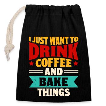 Bake - Closable cotton gift bag (14x20cm) - black - Front