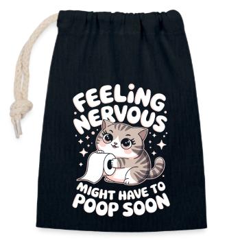 Se sentir nerveux Kawaii Cat IBS Warrior Caca Humour - Sac cadeau en coton avec cordon (14 x 20 cm) - bleu marine - Devant