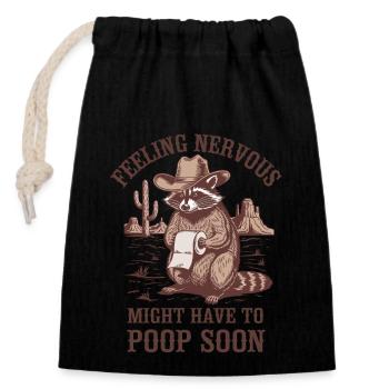 Intestin irritable Syndrom Cowboy Raton laveur Cowboy - Sac cadeau en coton avec cordon (14 x 20 cm) - noir - Devant