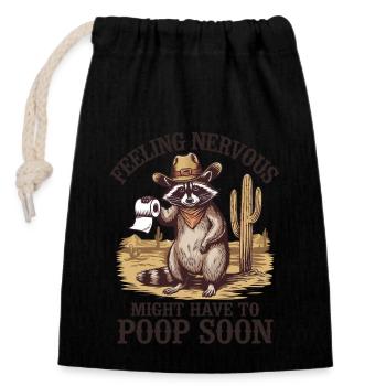 Intestin irritable Syndrom Cowboy Raton laveur Cowboy - Sac cadeau en coton avec cordon (14 x 20 cm) - noir - Devant