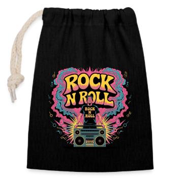 Rock N Roll Amateur de musique Rétro Boombox - Sac cadeau en coton avec cordon (14 x 20 cm) - noir - Devant