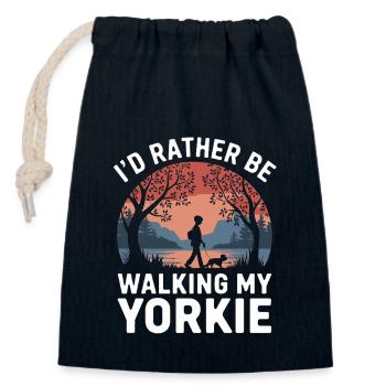 Ich Gehe Lieber Mit Meinem Yorkie Spazieren - Verschließbarer Geschenkbeutel aus Baumwolle (14x20cm) - Navy - Vorne
