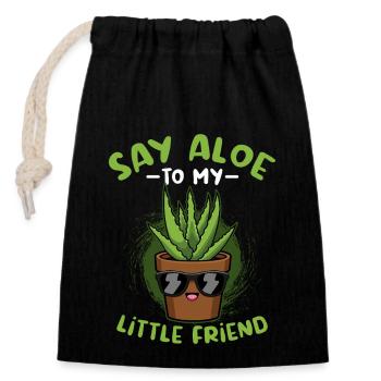 Dites aloès à mon petit ami la plante d’aloe vera - Sac cadeau en coton avec cordon (14 x 20 cm) - noir - Devant