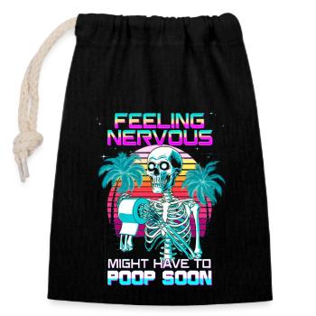 SCI, squelette, caca, humour, intestin irritable, syndrome - Sac cadeau en coton avec cordon (14 x 20 cm) - noir - Devant