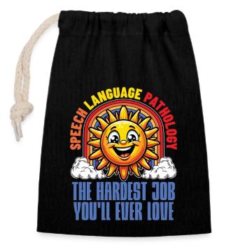 Speech Therapy Speech Language Physiotherapist - Closable cotton gift bag (14x20cm) - black - Front
