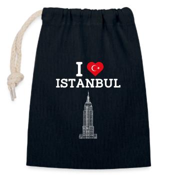 Ich liebe Istanbul Cool Empire Building Heart Flagge - Verschließbarer Geschenkbeutel aus Baumwolle (14x20cm) - Navy - Vorne