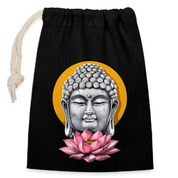 Buddha Lotus - Verschließbarer Geschenkbeutel aus Baumwolle (14x20cm) - Schwarz - Vorne