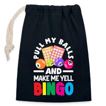 Tirer mes boules et suivre le bingo - Sac cadeau en coton avec cordon (14 x 20 cm) - bleu marine - Devant