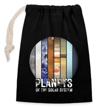 Planètes du système solaire - Sac cadeau en coton avec cordon (14 x 20 cm) - noir - Devant