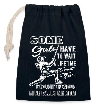 Fencing Fencer Mom - Closable cotton gift bag (14x20cm) - navy - Front