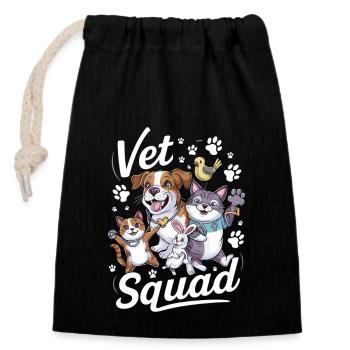 Vet Squad Verterinarian Animal Lover - Verschließbarer Geschenkbeutel aus Baumwolle (14x20cm) - Schwarz - Vorne