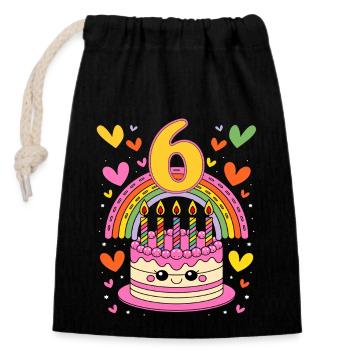 Anniversaire des enfants 6.png - Sac cadeau en coton avec cordon (14 x 20 cm) - noir - Devant