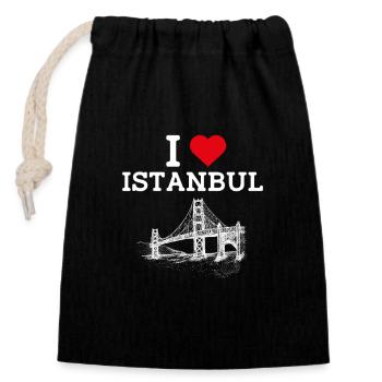 J’aime Istanbul Cool Heart Flag Golden Gate Bridge - Sac cadeau en coton avec cordon (14 x 20 cm) - noir - Devant