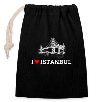 J’aime Istanbul Turquie Lover Golden Gate Bridge - Sac cadeau en coton avec cordon (14 x 20 cm) - noir - Devant