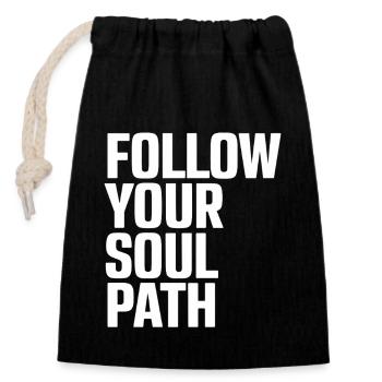 Follow Your Soul Path Inspirational - Closable cotton gift bag (14x20cm) - black - Front
