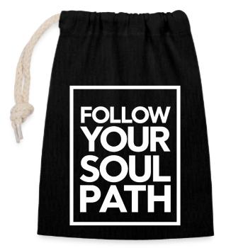 Follow Your Soul Path Inspiring - Closable cotton gift bag (14x20cm) - black - Front