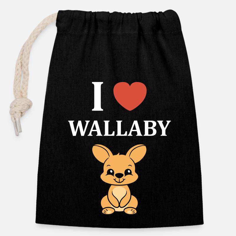 wallaby - Sac cadeau en coton avec cordon (14 x 20 cm) - noir