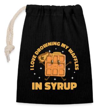 Gaufres et gaufres au design du chef qui se noie - Sac cadeau en coton avec cordon (14 x 20 cm) - noir - Devant