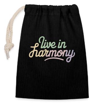 Live In Harmony Inspirational - Closable cotton gift bag (14x20cm) - black - Front