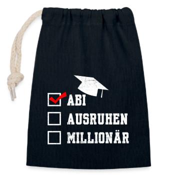 ABI AUSRUHEN MILLIONÄR Abiturient Lustiges - Verschließbarer Geschenkbeutel aus Baumwolle (14x20cm) - Navy - Vorne