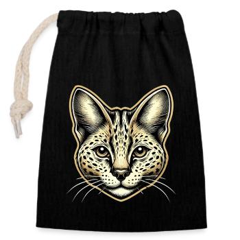Serval Cat Exotic Cats African Wildcat - Closable cotton gift bag (14x20cm) - black - Front