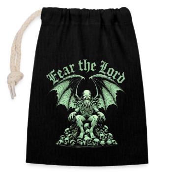 Cthulhu, Fear The Lord - Closable cotton gift bag (14x20cm) - black - Front