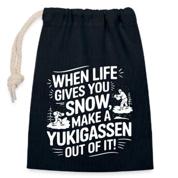 Quand la vie vous donne de la neige, faites un Yukigassen avec - Sac cadeau en coton avec cordon (14 x 20 cm) - bleu marine - Devant