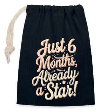 Already 6 months, already a star half-year-old - Closable cotton gift bag (14x20cm) - navy - Front