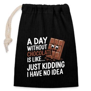 Chocolate - Closable cotton gift bag (14x20cm) - black - Front