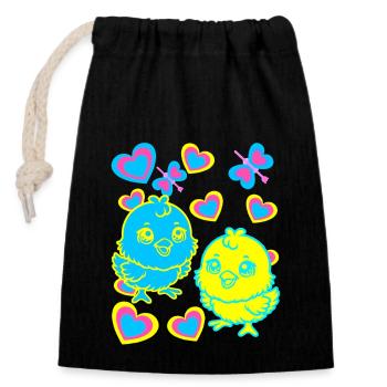 Chick Easter Child Kids - Closable cotton gift bag (14x20cm) - black - Front