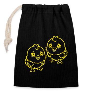 Easter Chick Kids Child Retro Vintage - Closable cotton gift bag (14x20cm) - black - Front