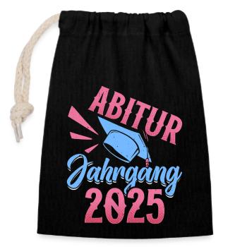 ABITUR JAHRGANG 2025 Abiturienten Lustiges - Verschließbarer Geschenkbeutel aus Baumwolle (14x20cm) - Schwarz - Vorne