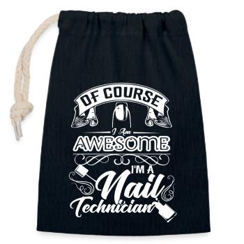 Nail Technician Of Course I am Awesome - Closable cotton gift bag (14x20cm) - navy - Front