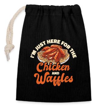 Chicken and waffles - Closable cotton gift bag (14x20cm) - black - Front