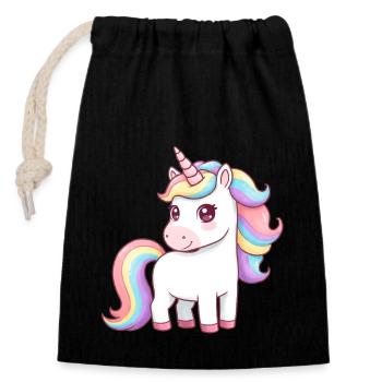 Licorne de dessin animé animalier - Sac cadeau en coton avec cordon (14 x 20 cm) - noir - Devant
