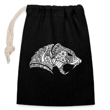 Mongoose Mongoose Floral Pattern - Closable cotton gift bag (14x20cm) - black - Front