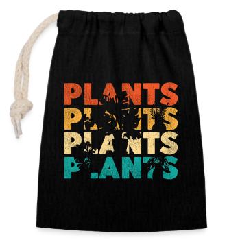 Amoureux des plantes jardinage rétro - Sac cadeau en coton avec cordon (14 x 20 cm) - noir - Devant