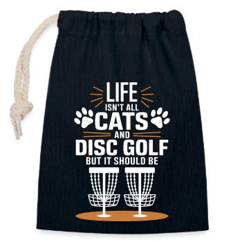 Discgolf Spruch Katzen Lustiges Discgolf Geschenk - Verschließbarer Geschenkbeutel aus Baumwolle (14x20cm) - Navy - Vorne