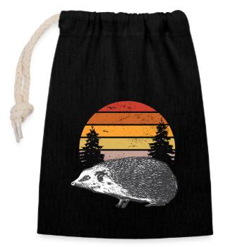 6199 hedgehogTshirt PR t shirt - Verschließbarer Geschenkbeutel aus Baumwolle (14x20cm) - Schwarz - Vorne
