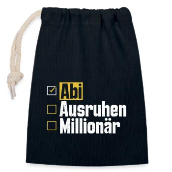 Abitur ABI AUSRUHEN MILLIONÄR Abi Lustiges - Verschließbarer Geschenkbeutel aus Baumwolle (14x20cm) - Navy - Vorne