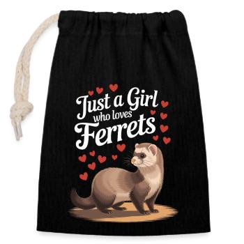 Chemise furet – parfaite pour les amateurs de furets - Sac cadeau en coton avec cordon (14 x 20 cm) - noir - Devant