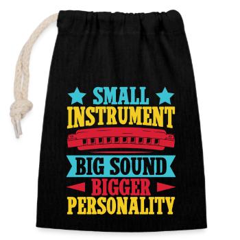 Funny Harmonica Player Small Instrument Big Sound - Verschließbarer Geschenkbeutel aus Baumwolle (14x20cm) - Schwarz - Vorne