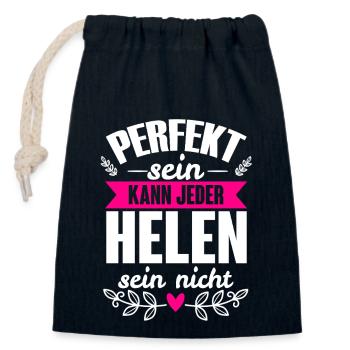 Helen - Perfekt Sein Kann Jeder Helen Sein Nicht - Verschließbarer Geschenkbeutel aus Baumwolle (14x20cm) - Navy - Vorne