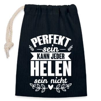 Helen - Perfekt Sein Kann Jeder Helen Sein Nicht - Verschließbarer Geschenkbeutel aus Baumwolle (14x20cm) - Navy - Vorne