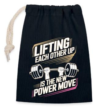 Lifting Each Other Up – Teamwork & Strength Training - Closable cotton gift bag (14x20cm) - navy - Front
