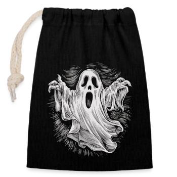 Spooky Ghost Scream - Closable cotton gift bag (14x20cm) - black - Front