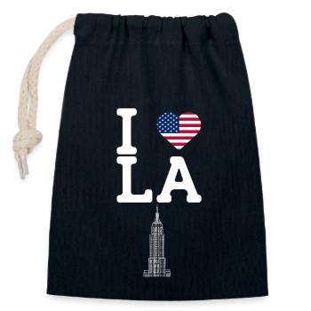 I love LA Los Angeles Empire Cool Heart Flag Wortspiel - Verschließbarer Geschenkbeutel aus Baumwolle (14x20cm) - Navy - Vorne