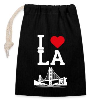J’aime LA Cool Heart Flag Los Angeles Golden Gate - Sac cadeau en coton avec cordon (14 x 20 cm) - noir - Devant