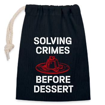 Murder Mystery Dinner Fun Night - Closable cotton gift bag (14x20cm) - navy - Front